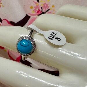Fragrant Jewels Silver Ring with Turquoise Blue Gem